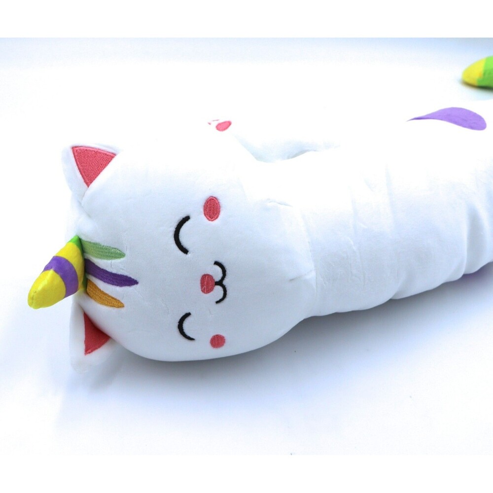 Large Caticorn Plush Body Pillow 38" Long Stuffed Animal Cat Unicorn Striped NEW